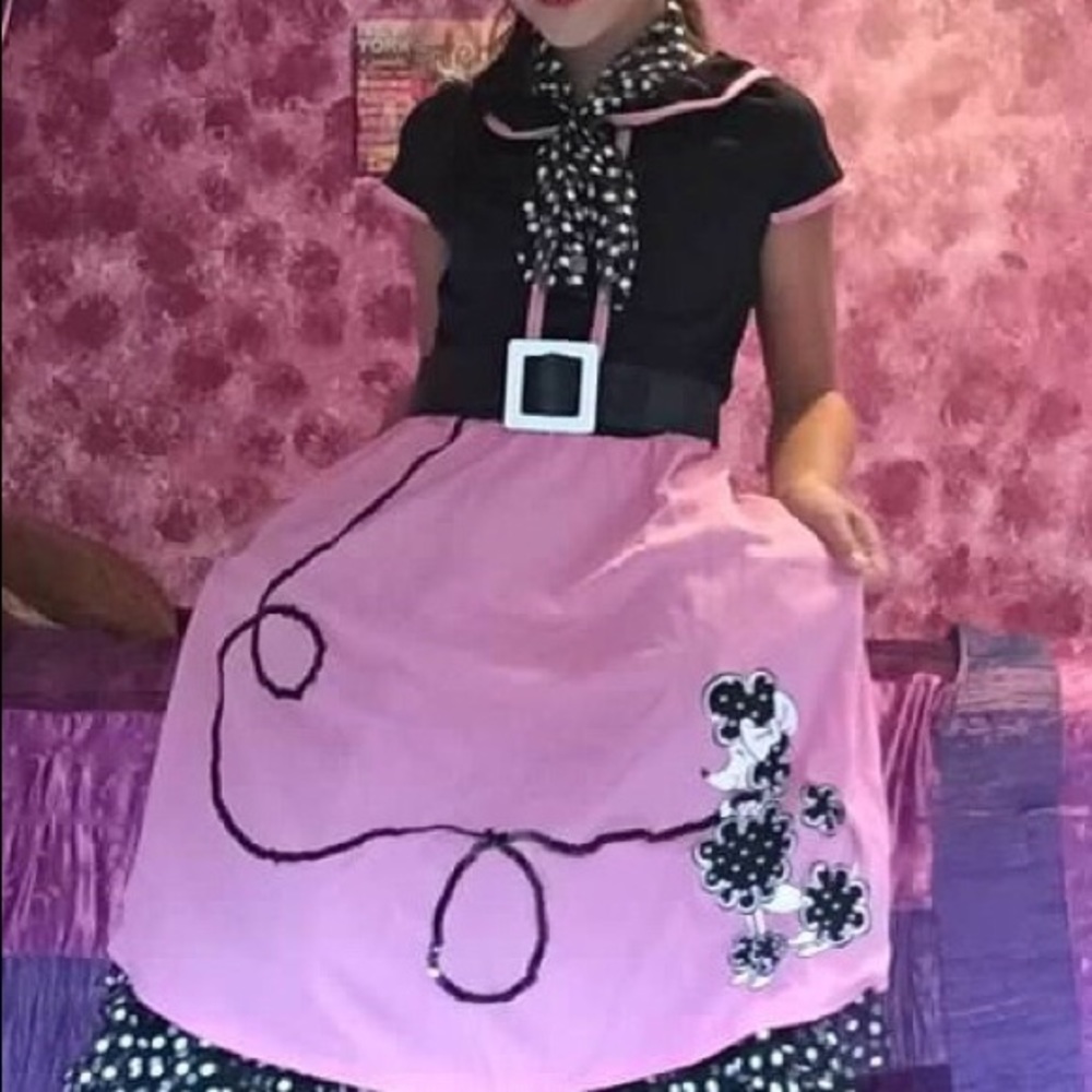 Girls poodle skirt costume with Pink Ladies jacket